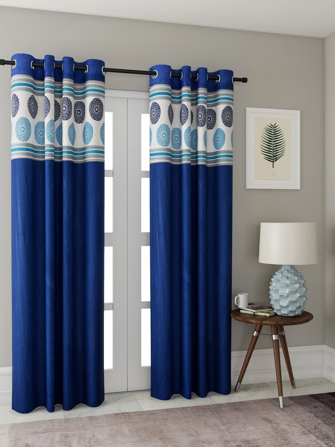 

Cortina Blue & White Set of 2 Door Curtains