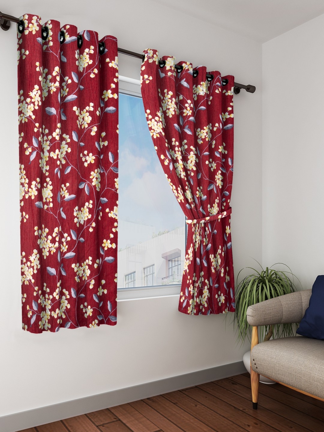 

Cortina Set of 2 Maroon Room Darkening Window Curtains