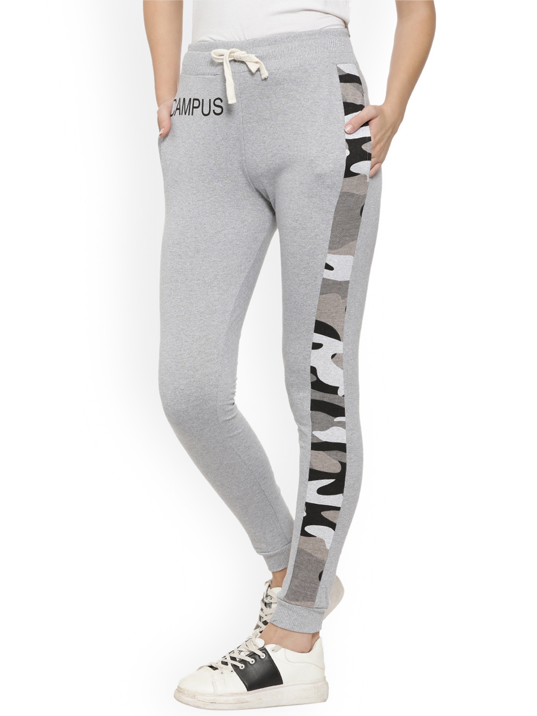 

Campus Sutra Grey Solid Joggers