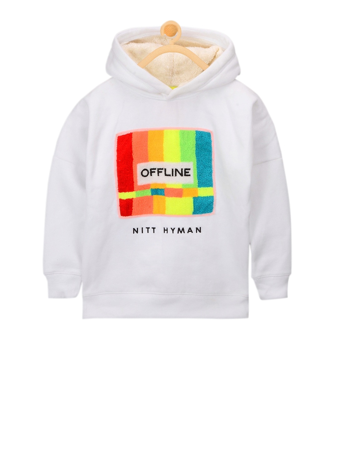 

Cherry Crumble Unisex White Applique Hooded Sweatshirt