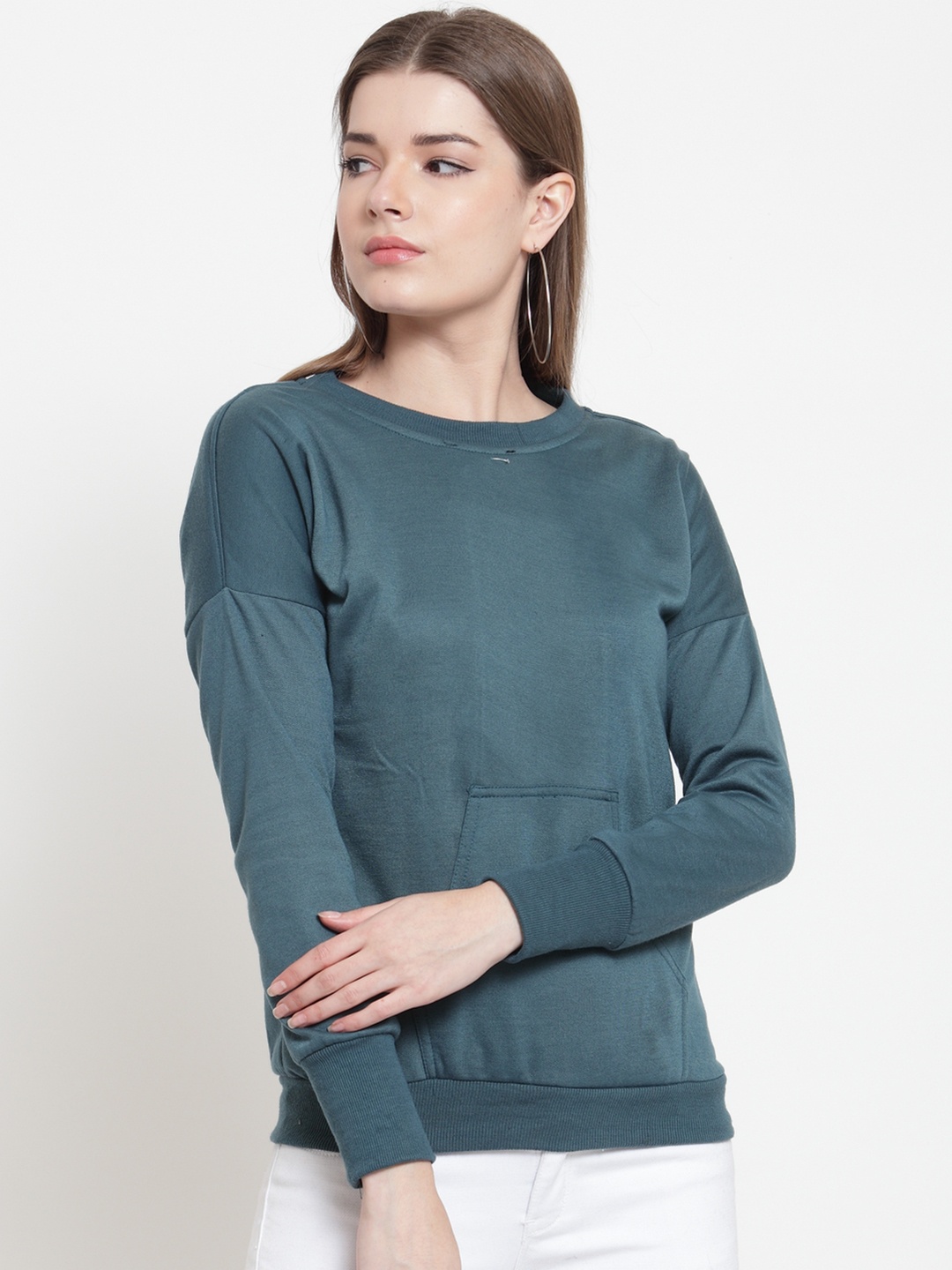 

Belle Fille Women Teal Solid Sweatshirt