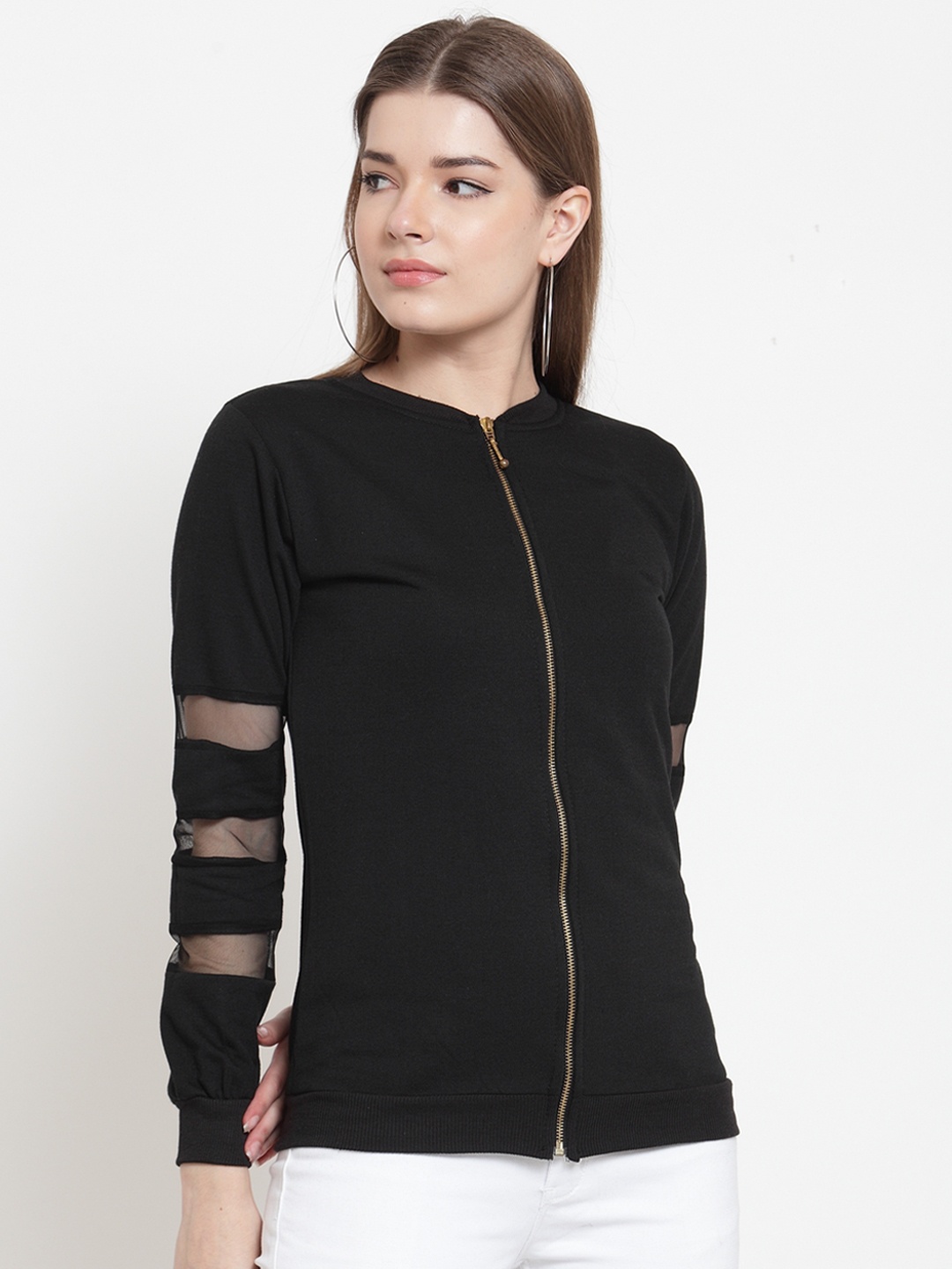 

Belle Fille Women Black Solid Sweatshirt