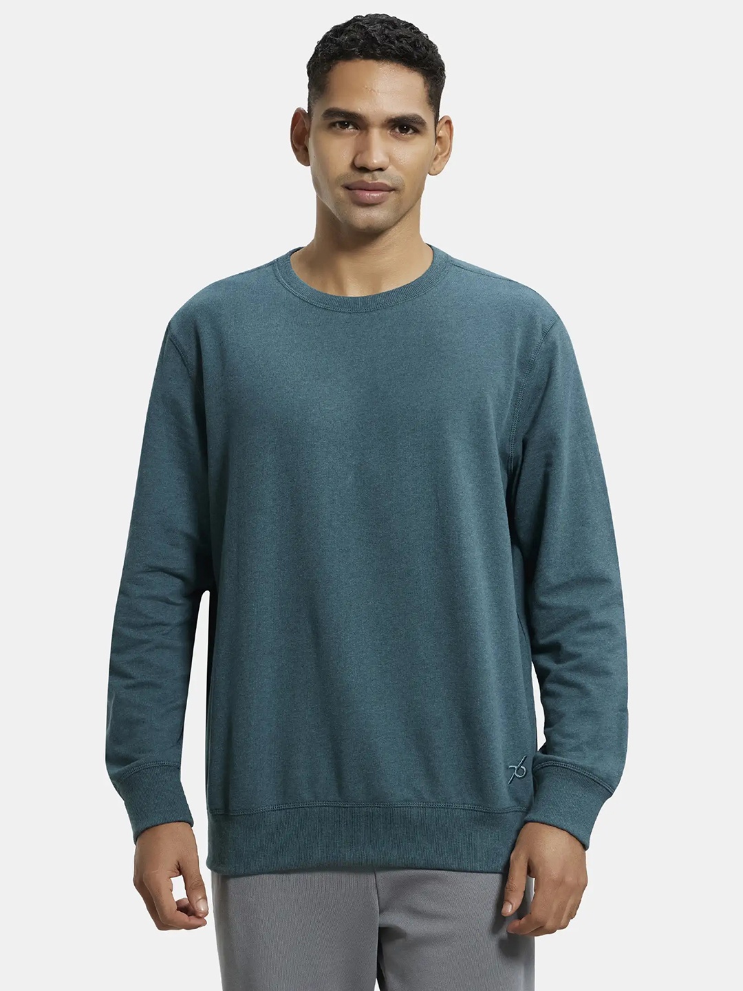 

Jockey Combed Cotton French Terry Sweatshirt with Ribbed Cuffs-2716, Teal