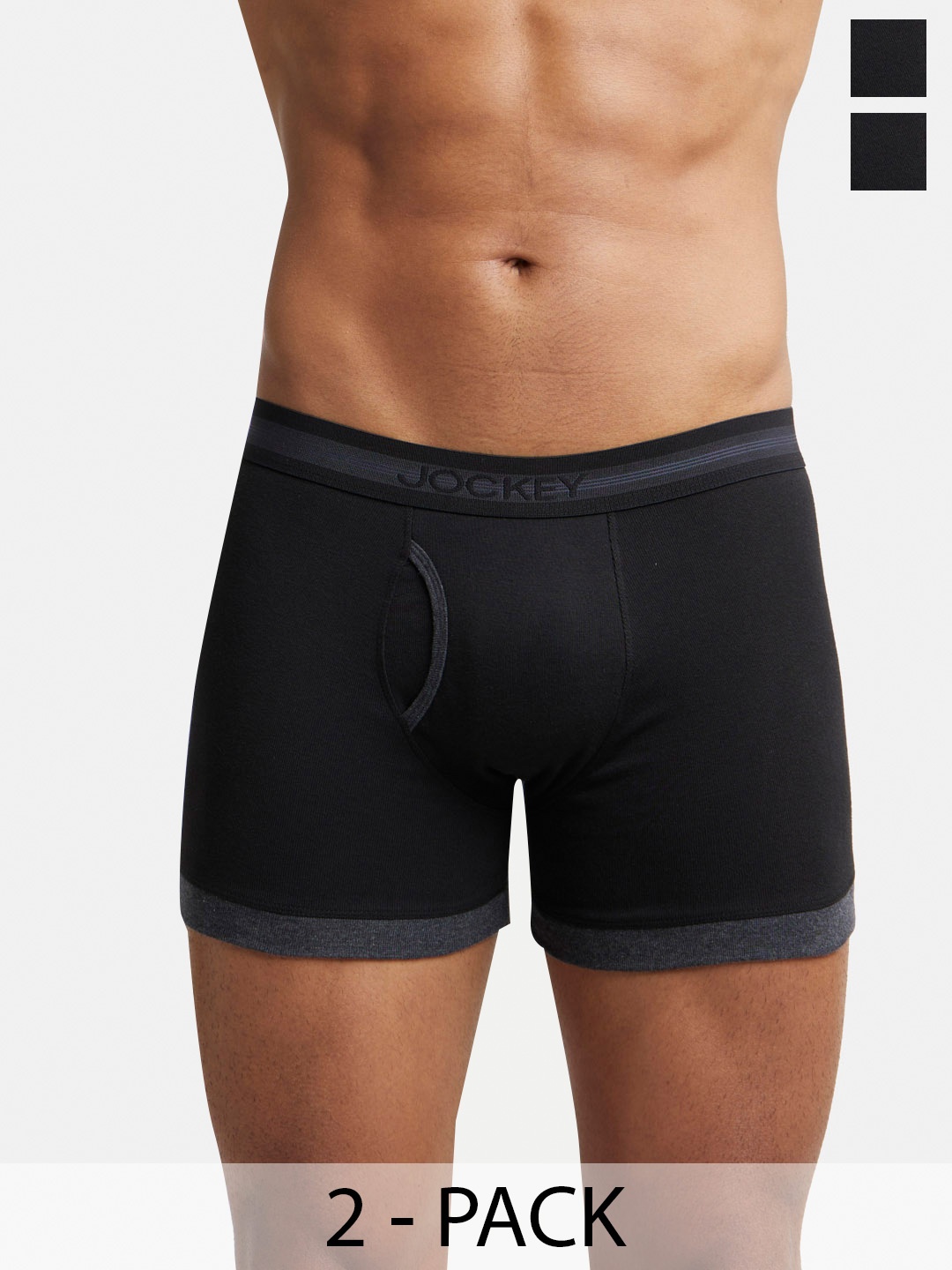 

Pack Of 2 Super Combed Cotton Rib Solid Boxer Brief with StayFresh Treatment-1017, Black