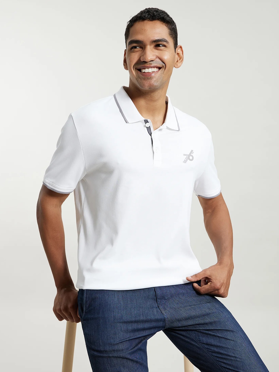 

Jockey Super Combed Cotton Rich Solid Half Sleeve Polo T-shirt-3911, White
