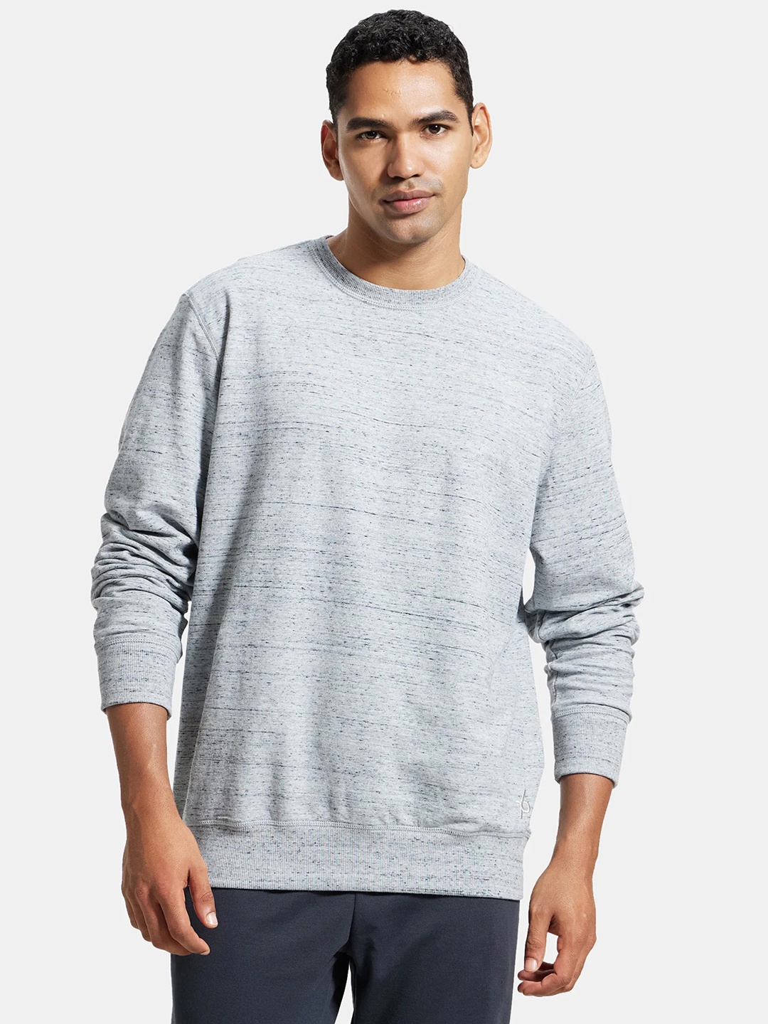 

Jockey Men Grey Melange Solid Sweatshirt