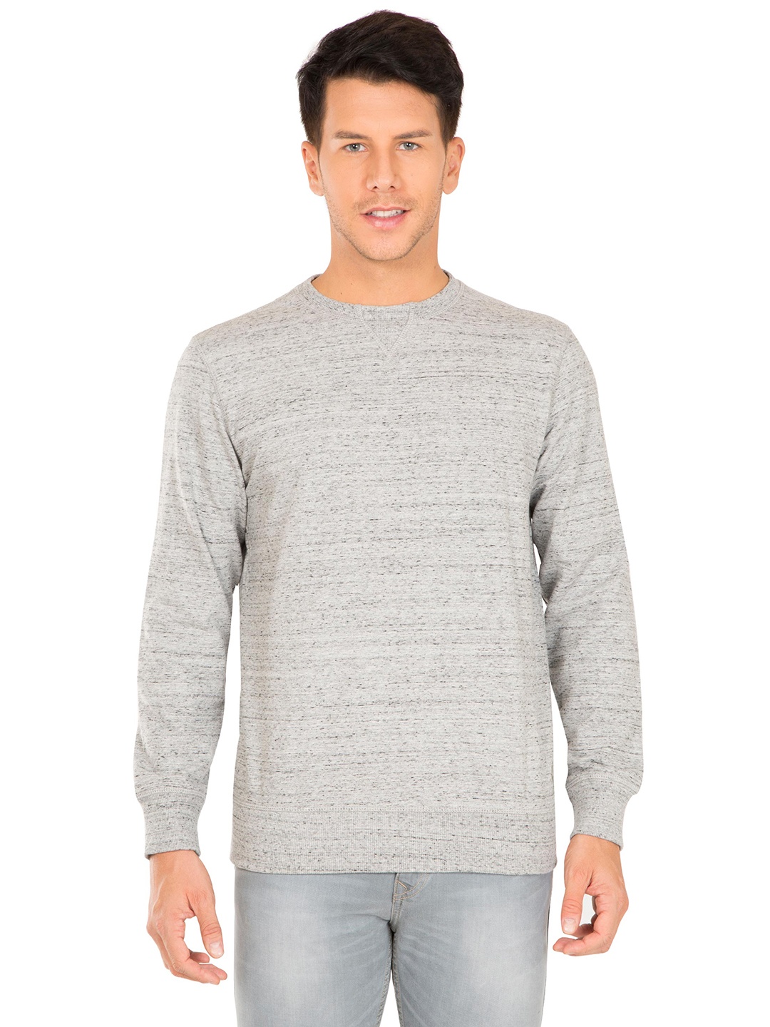 

Jockey Men Grey Melange Solid Sweatshirt