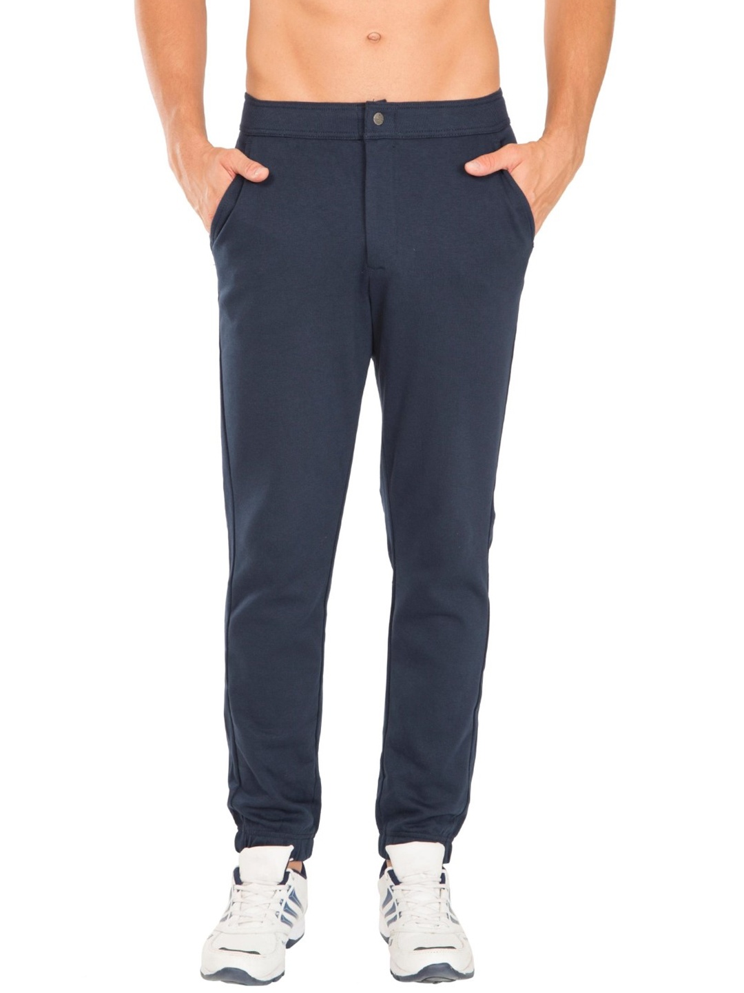 

Jockey Men Navy Solid Slim Fit Joggers, Navy blue