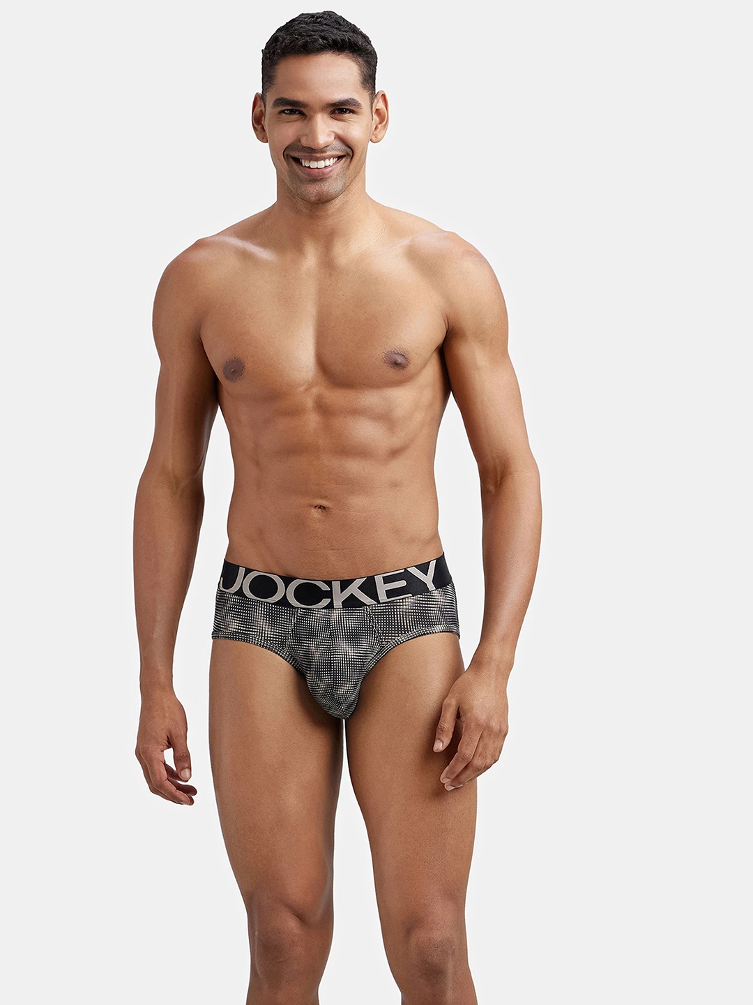 

Jockey Tactel Microfiber Stretch Printed Brief with Moisture Move Treatment-IC29, Black