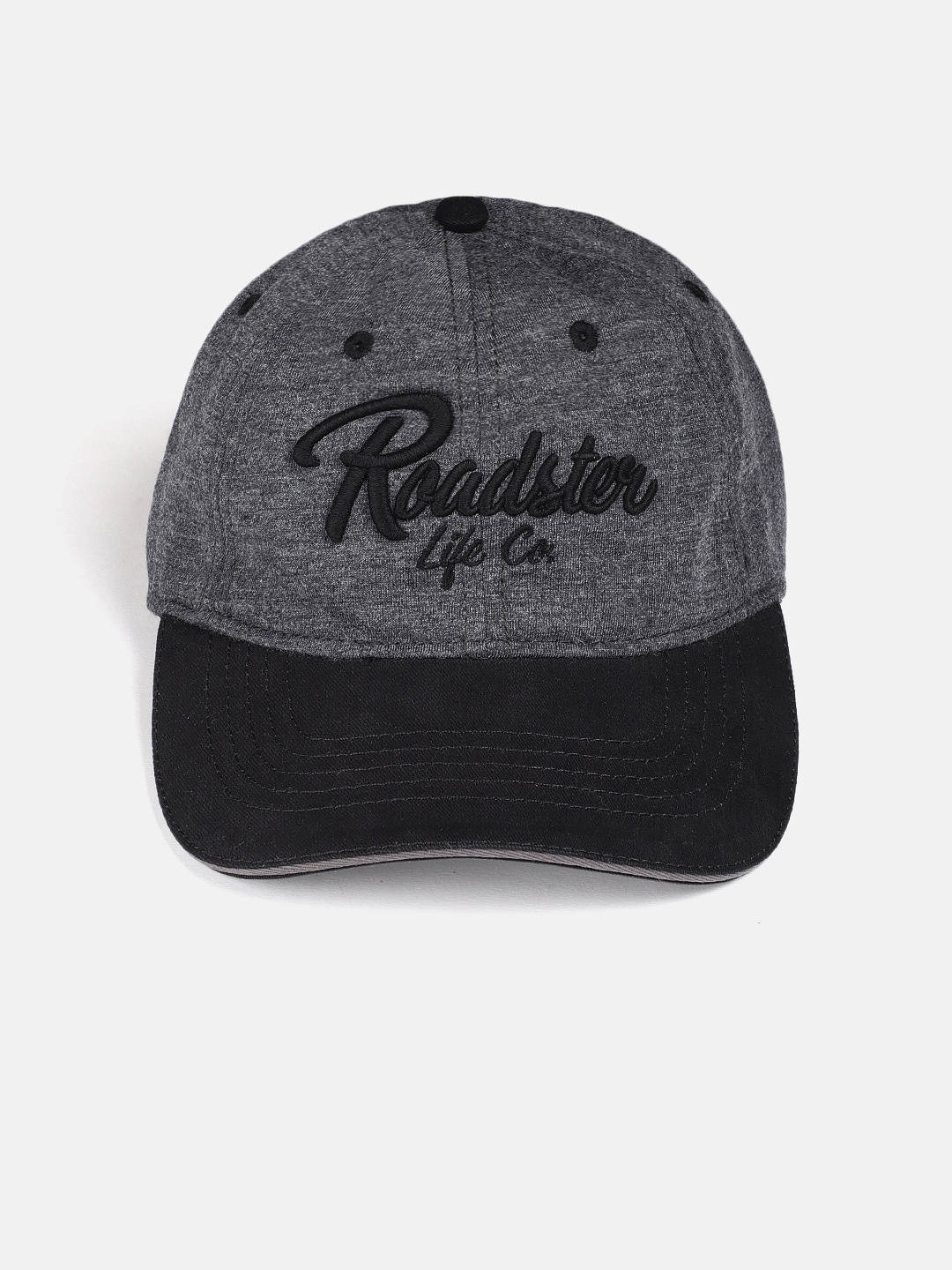 

Roadster Unisex Grey & Black Solid Baseball Cap