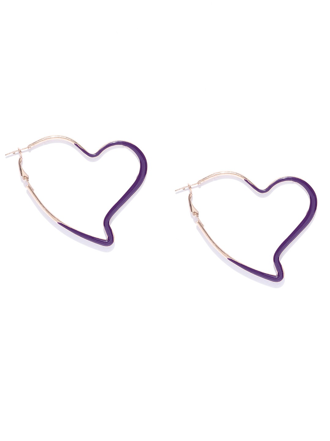 

Jewels Galaxy Purple Gold-Plated Handcrafted Heart Shaped Hoop Earrings
