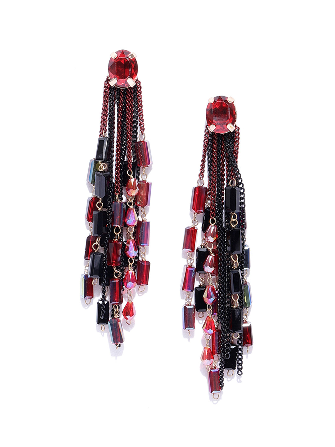 

Jewels Galaxy Red & Black Gold-Plated Handcrafted Contemporary Drop Earrings