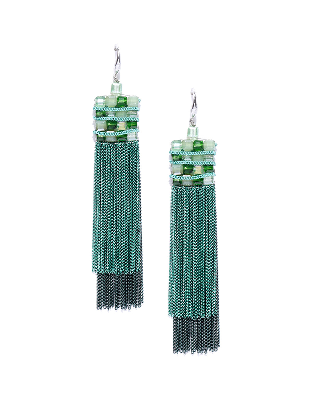 

Jewels Galaxy Green Silver-Plated Handcrafted Contemporary Drop Earrings