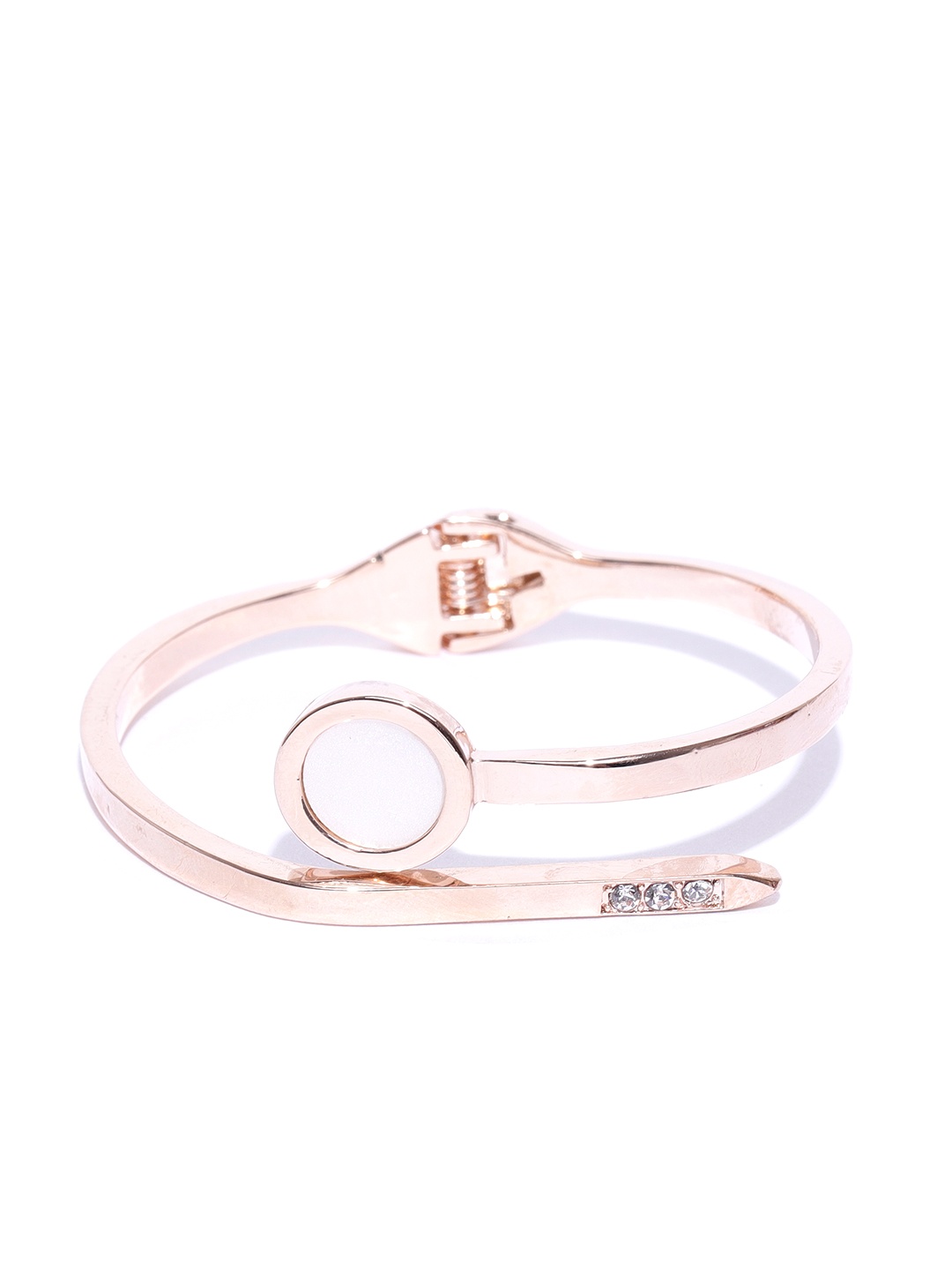 

Jewels Galaxy Off-White Rose Gold-Plated Handcrafted Stone-Studded Cuff Bracelet