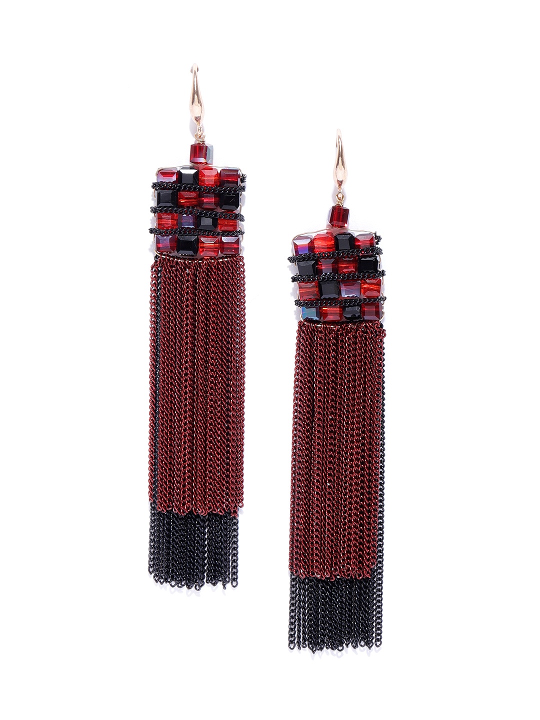 

Jewels Galaxy Red & Black Gold-Plated Handcrafted Contemporary Drop Earrings