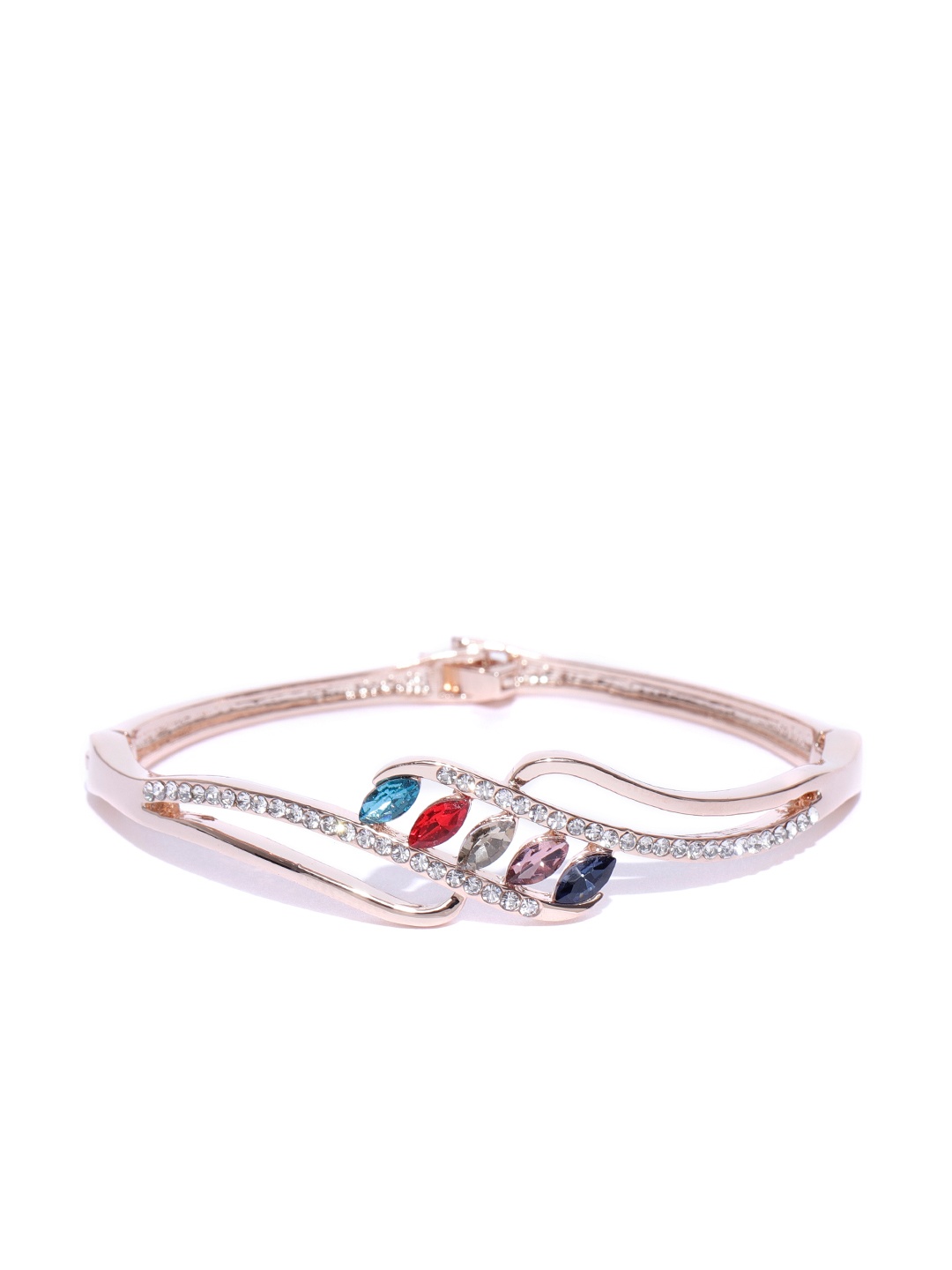

Jewels Galaxy Rose Gold-Plated Handcrafted Stone-Studded Link Bracelet