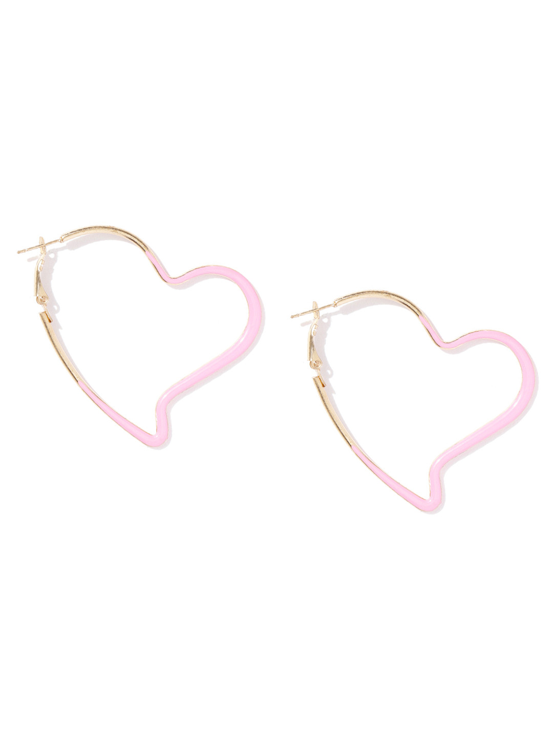 

Jewels Galaxy Pink Gold-Plated Heart Shaped Handcrafted Hoop Earrings
