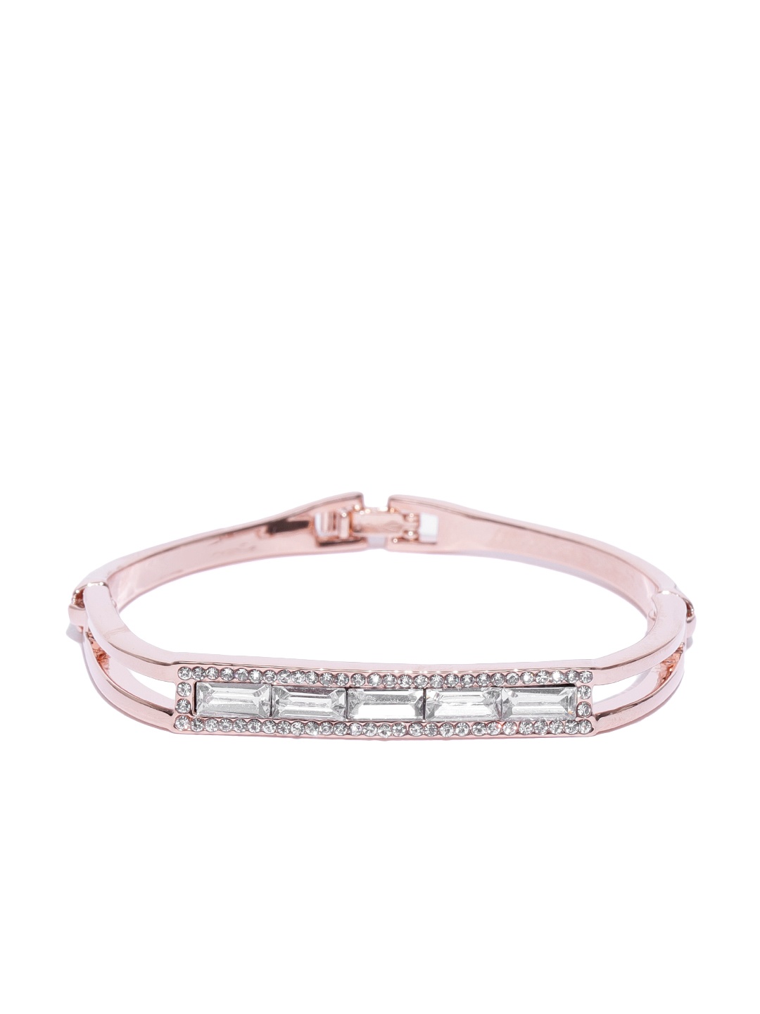 

Jewels Galaxy Rose Gold-Plated Handcrafted Stone-Studded Link Bracelet