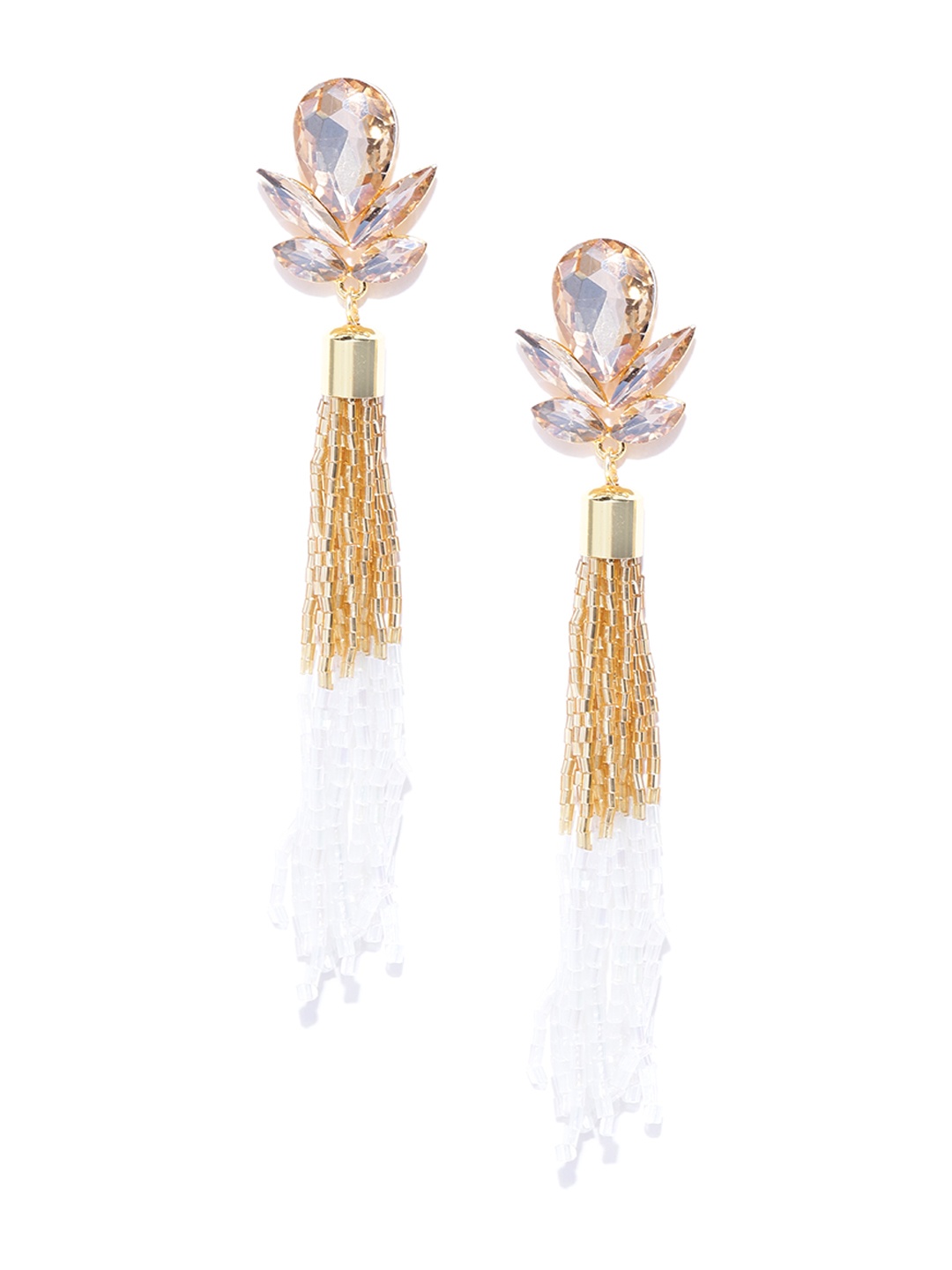 

Jewels Galaxy Off-White Gold-Plated Handcrafted Drop Earrings