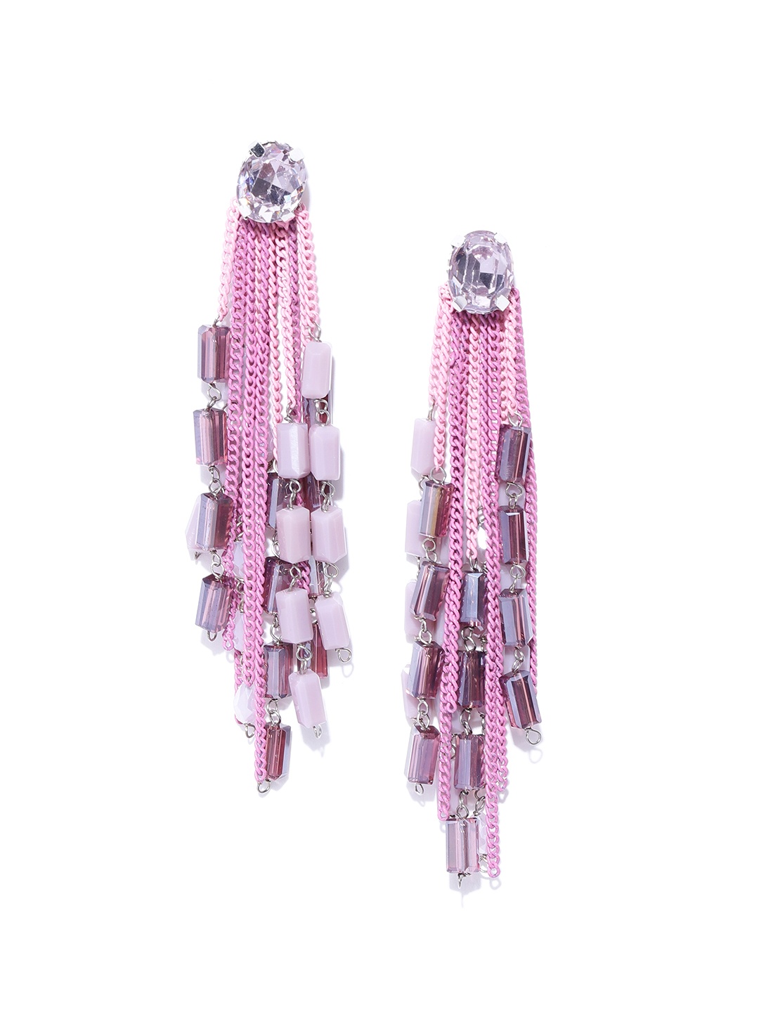 

Jewels Galaxy Pink & Purple Silver-Plated Handcrafted Contemporary Drop Earrings