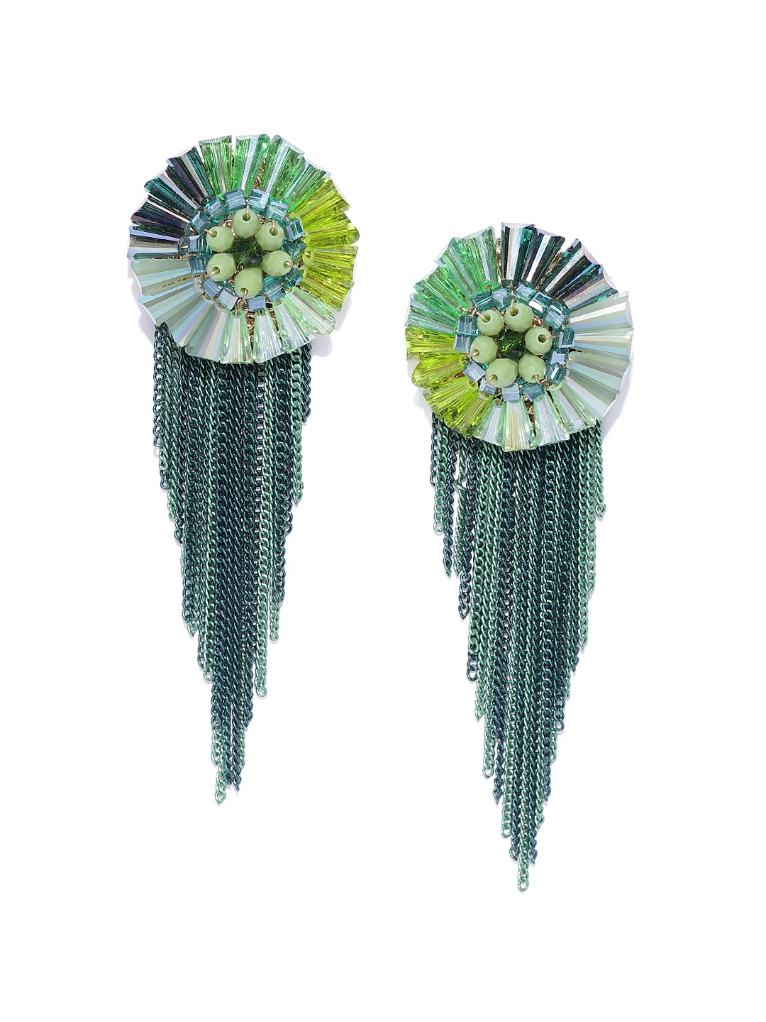 

Jewels Galaxy Green Gold-Plated Handcrafted Contemporary Drop Earrings