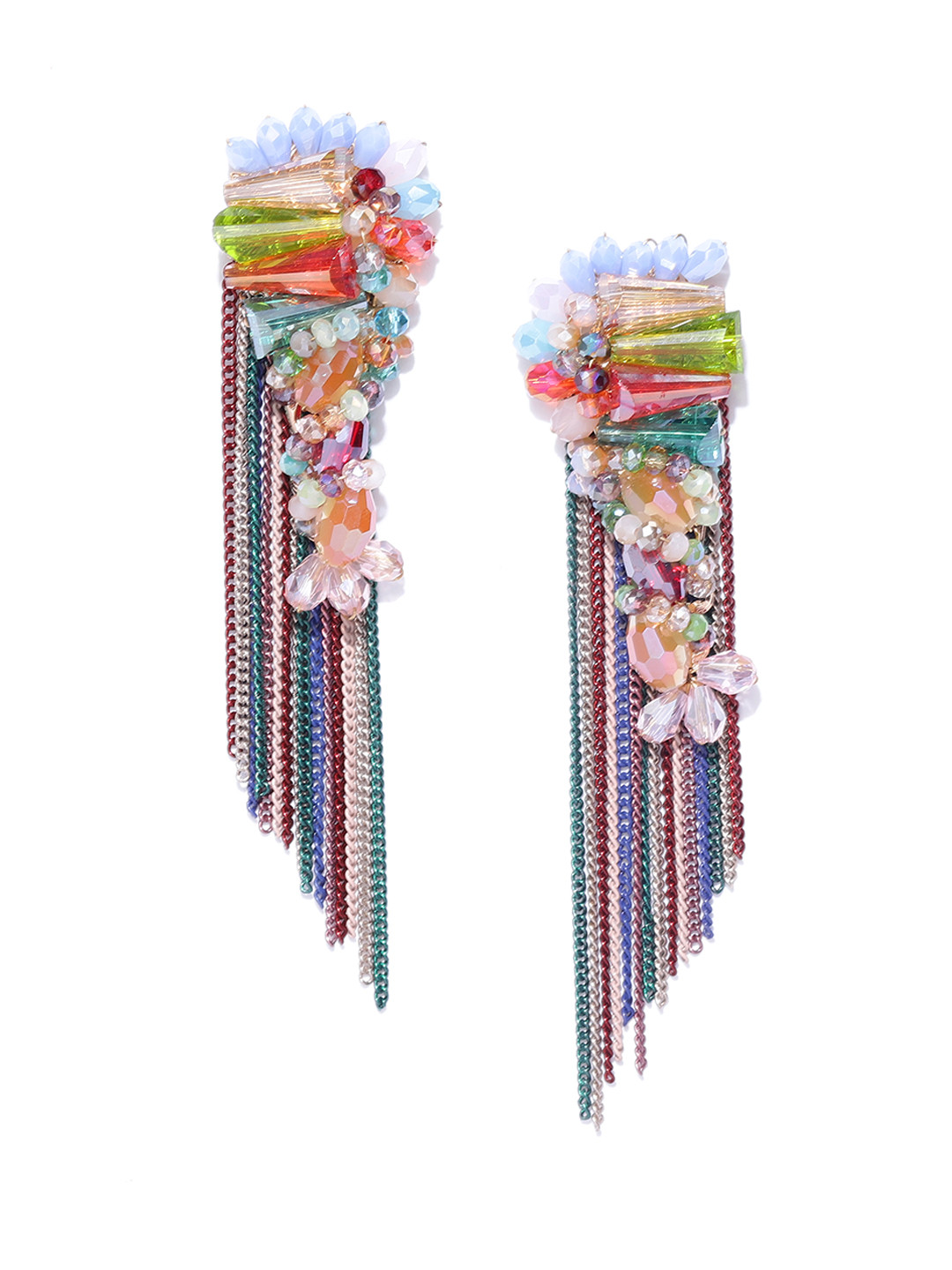 

Jewels Galaxy Multicoloured Gold-Plated Handcrafted Contemporary Drop Earrings, Multi