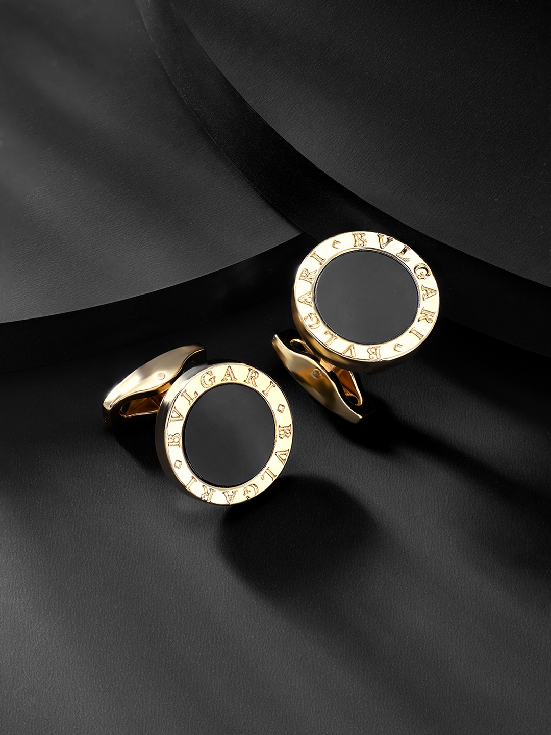 

Peora Gold-Plated & Black Round Cufflinks