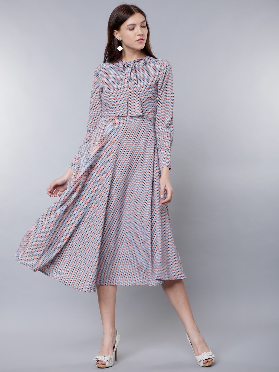 

Tokyo Talkies Women Navy Blue Printed Fit and Flare Dress