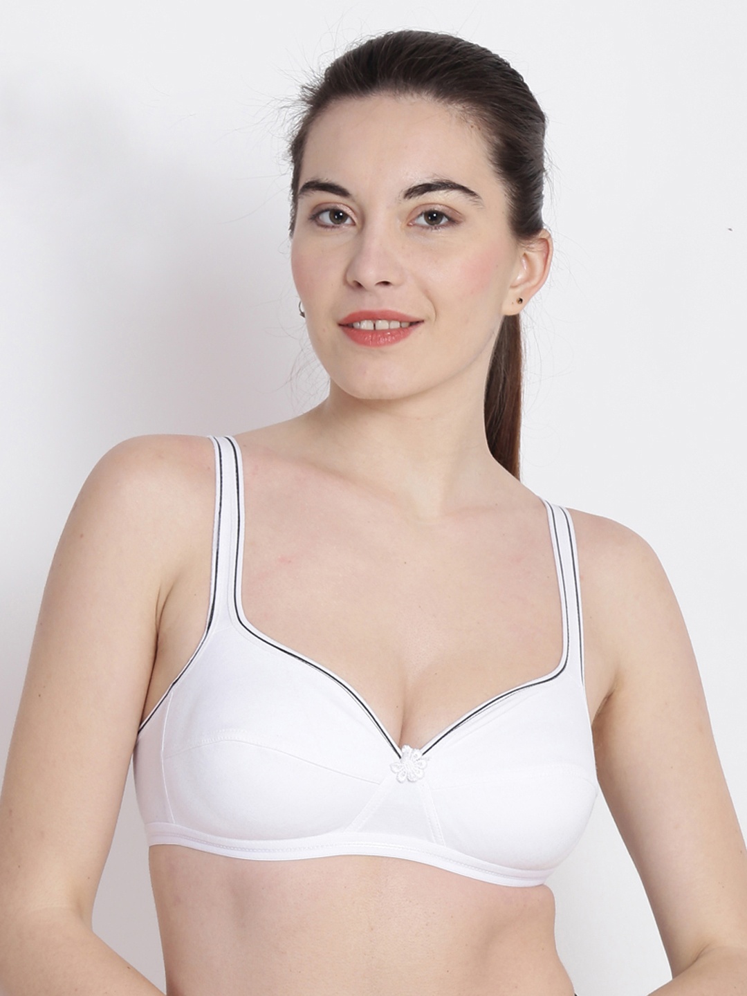 

ABELINO Black & White Self Design Non-Wired Non Padded Everyday Bra