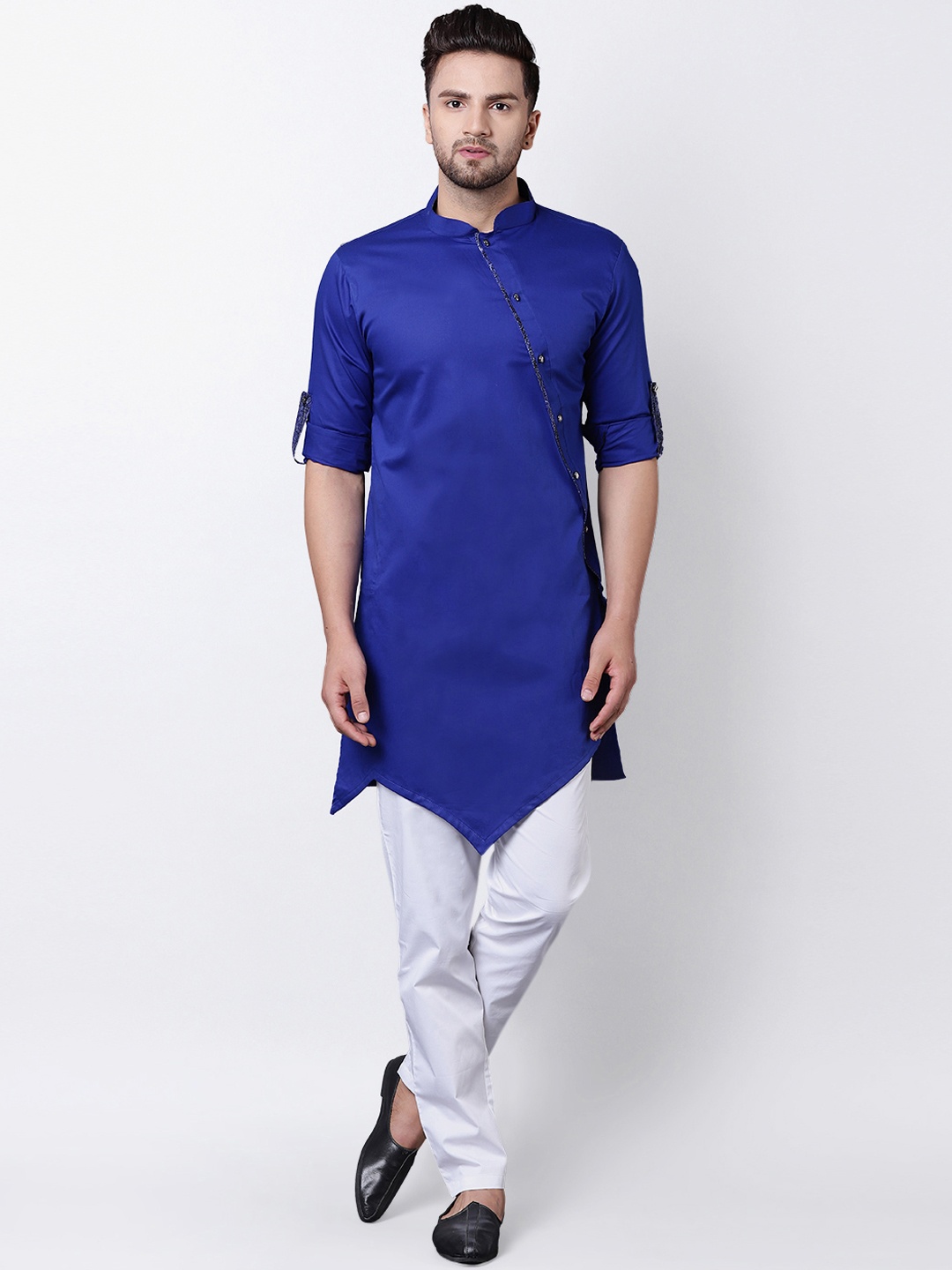 

I Know Men Blue Solid Straight Kurta