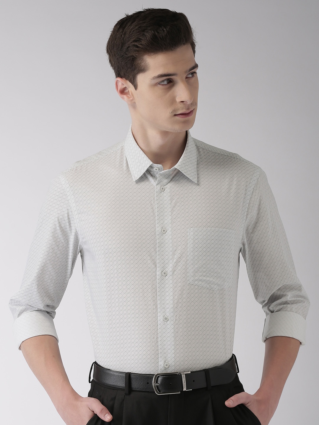 

Arrow New York Men White Regular Fit Printed Semiformal Shirt