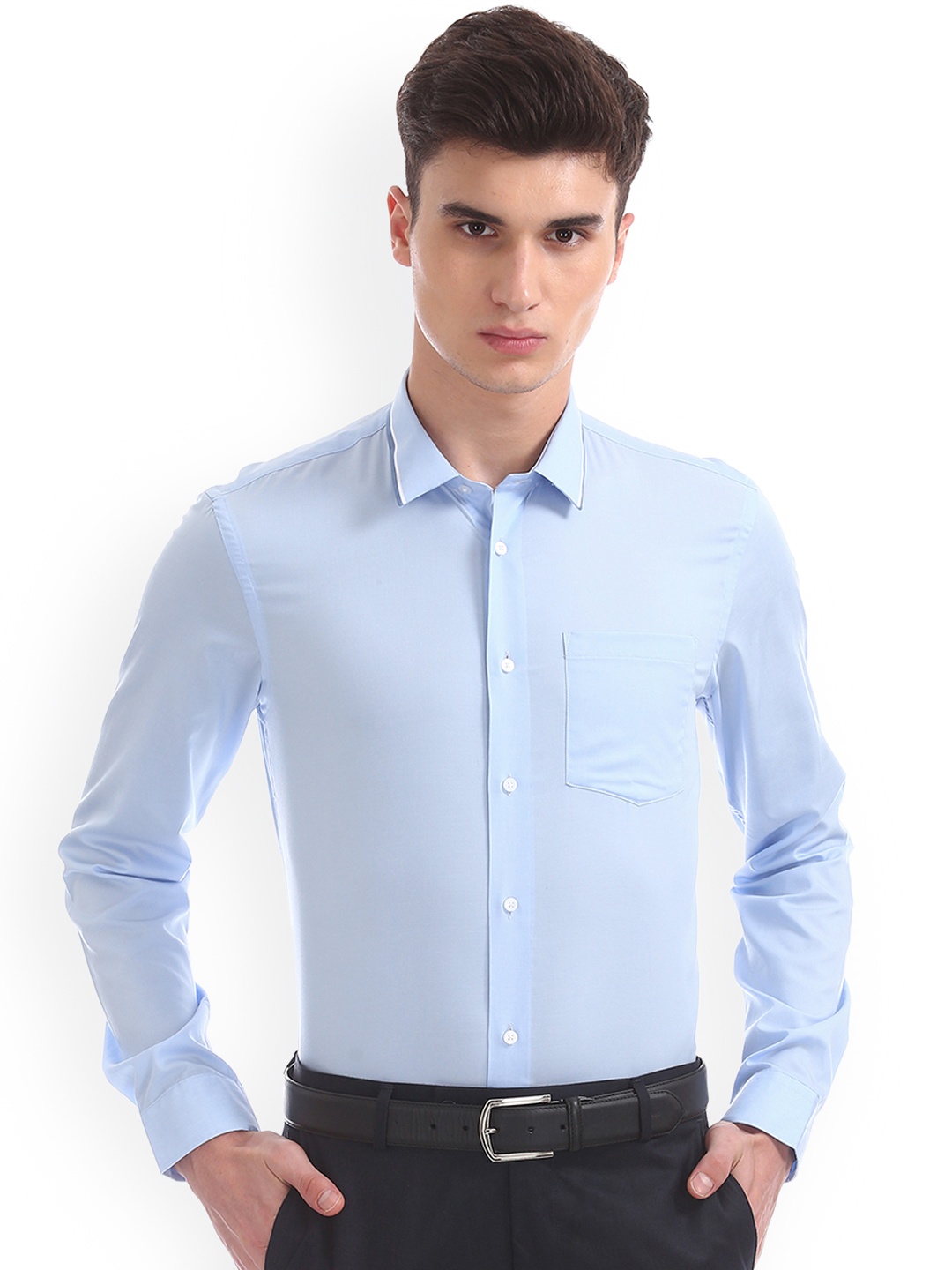 

Arrow New York Men Blue Regular Fit Solid Semiformal Shirt
