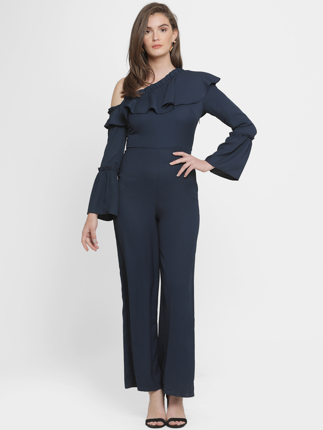 

Kazo Navy Blue Solid Basic Jumpsuit