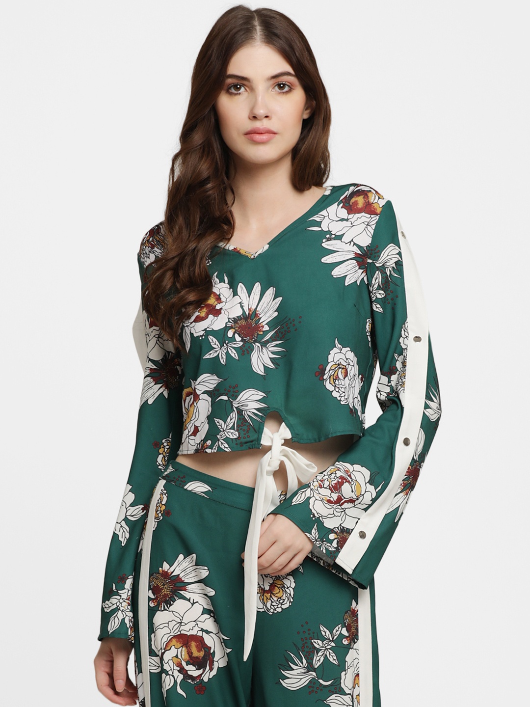 

Kazo Women Green Printed Cropped Top