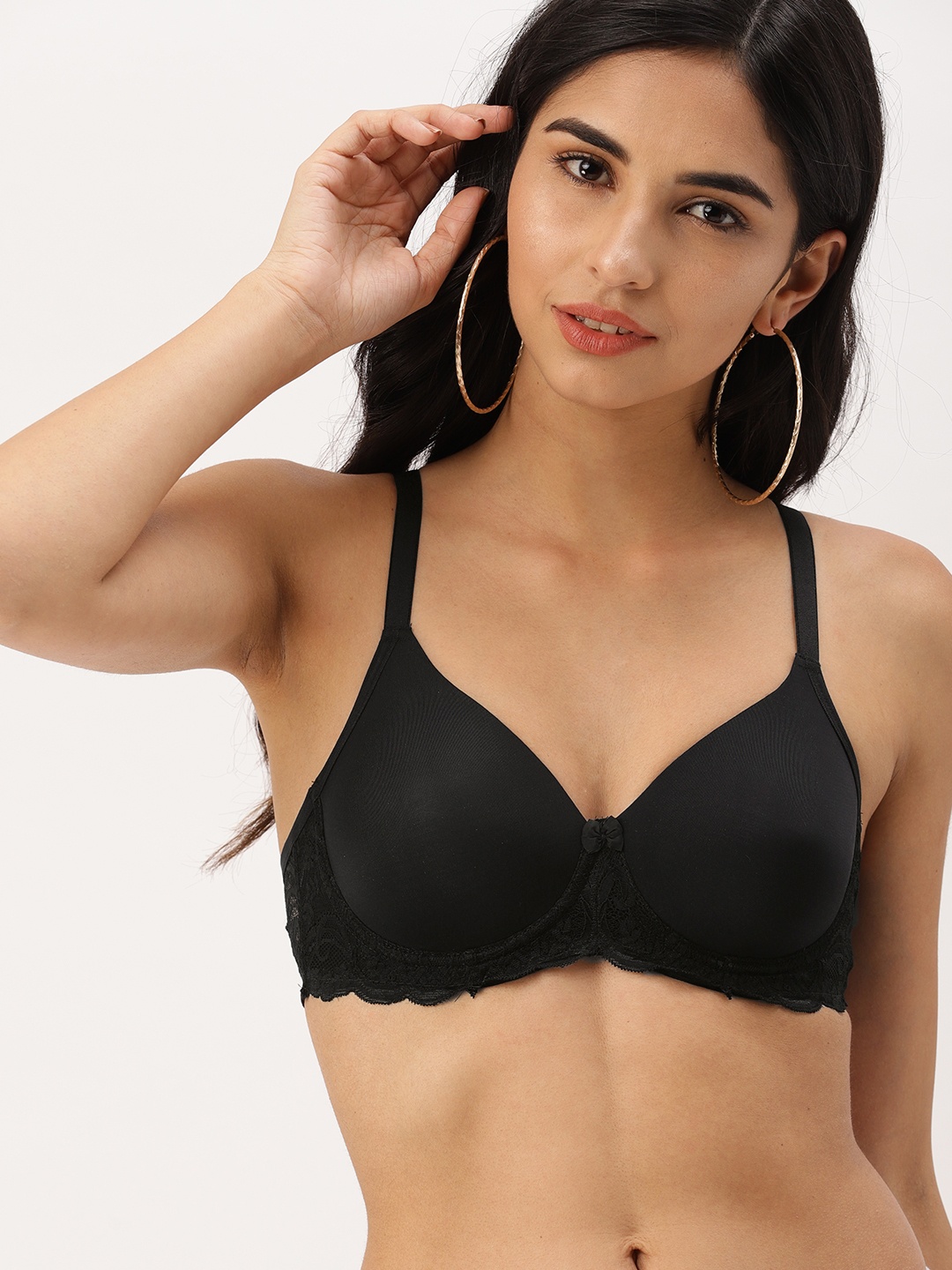 

DressBerry Black Lace Non-Wired Lightly Padded T-shirt Bra DB-DR-BRA-022A