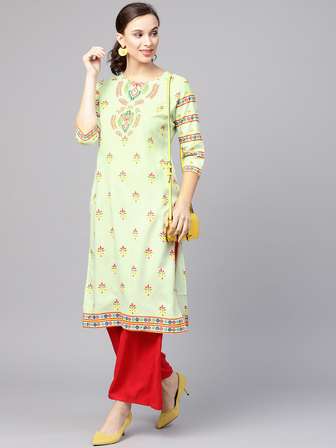 

Shree Women Green Printed Straight Kurta