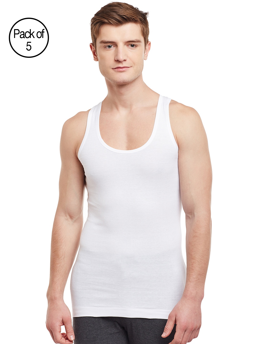 

BODYX Men White Pack of 5 Basic Innerwear Vest BX207-W