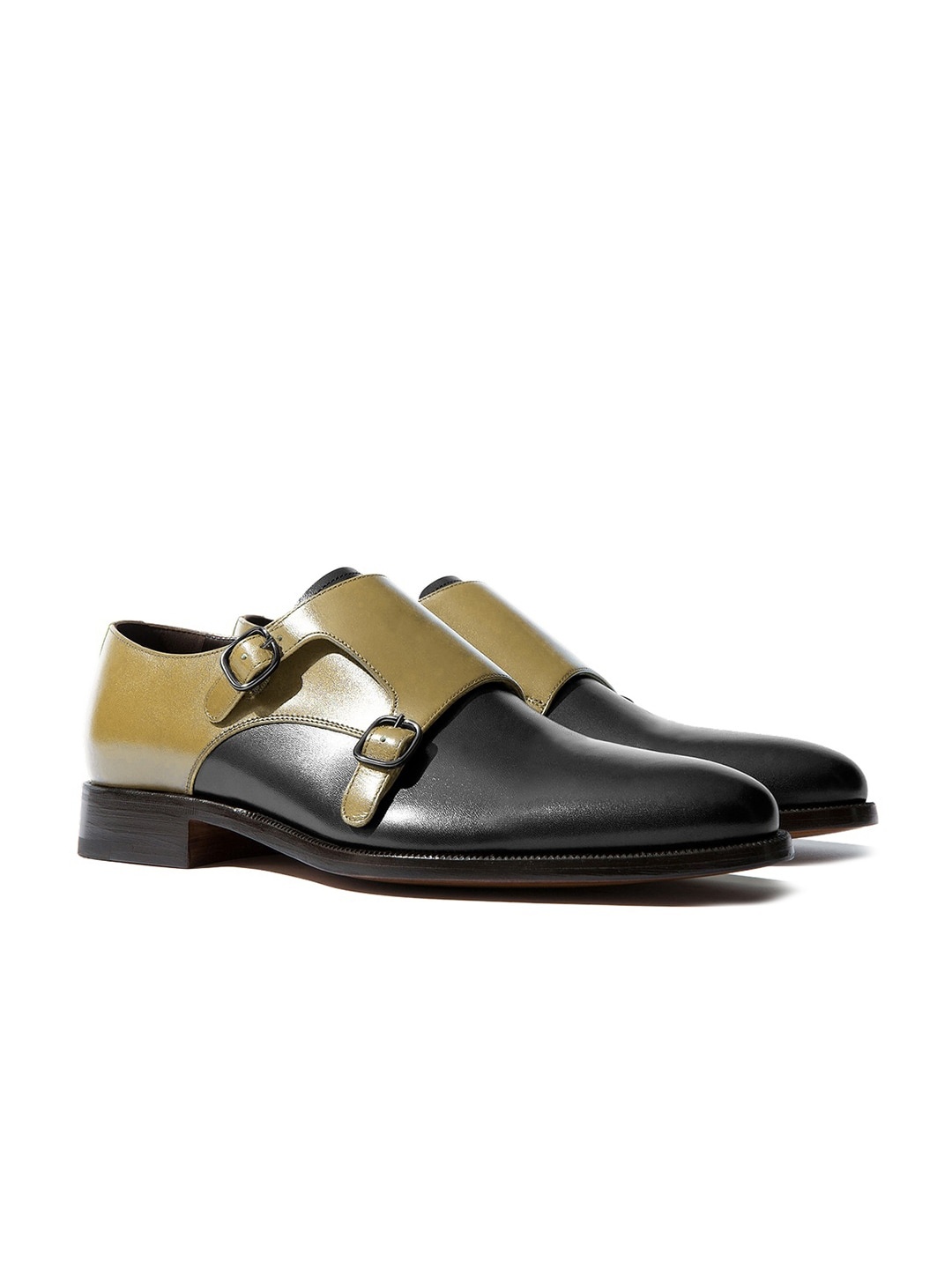

Rapawalk Beige & Black Handcrafted Standard Width Leather Monks