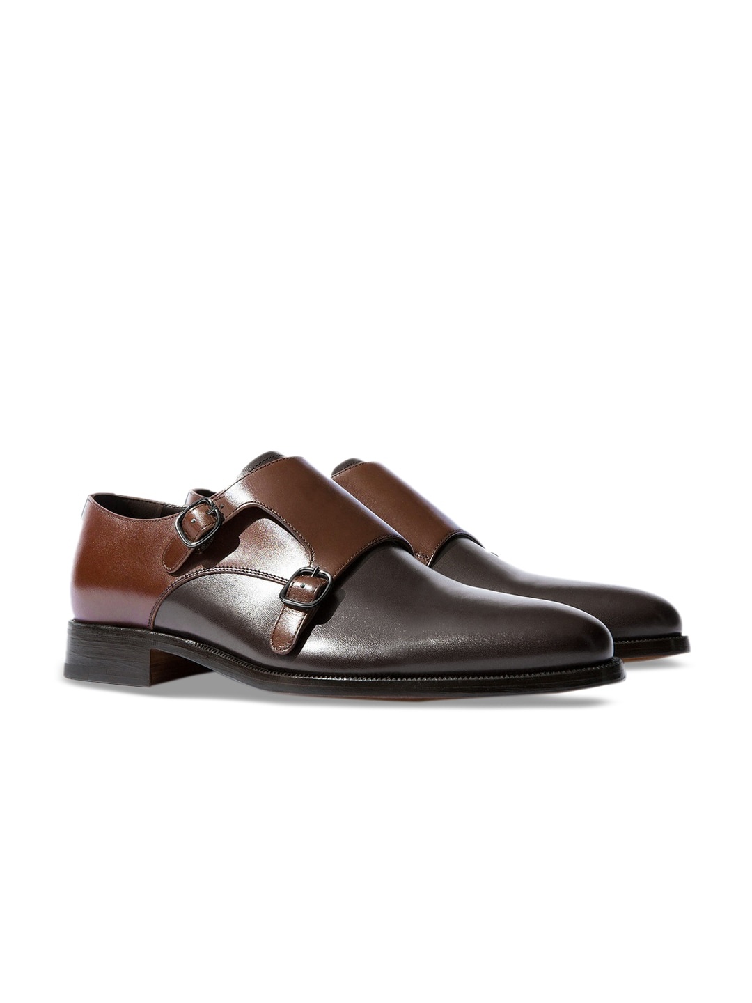 

Rapawalk Coffee Brown & Brown Handcrafted Standard Width Leather Monks, Bronze