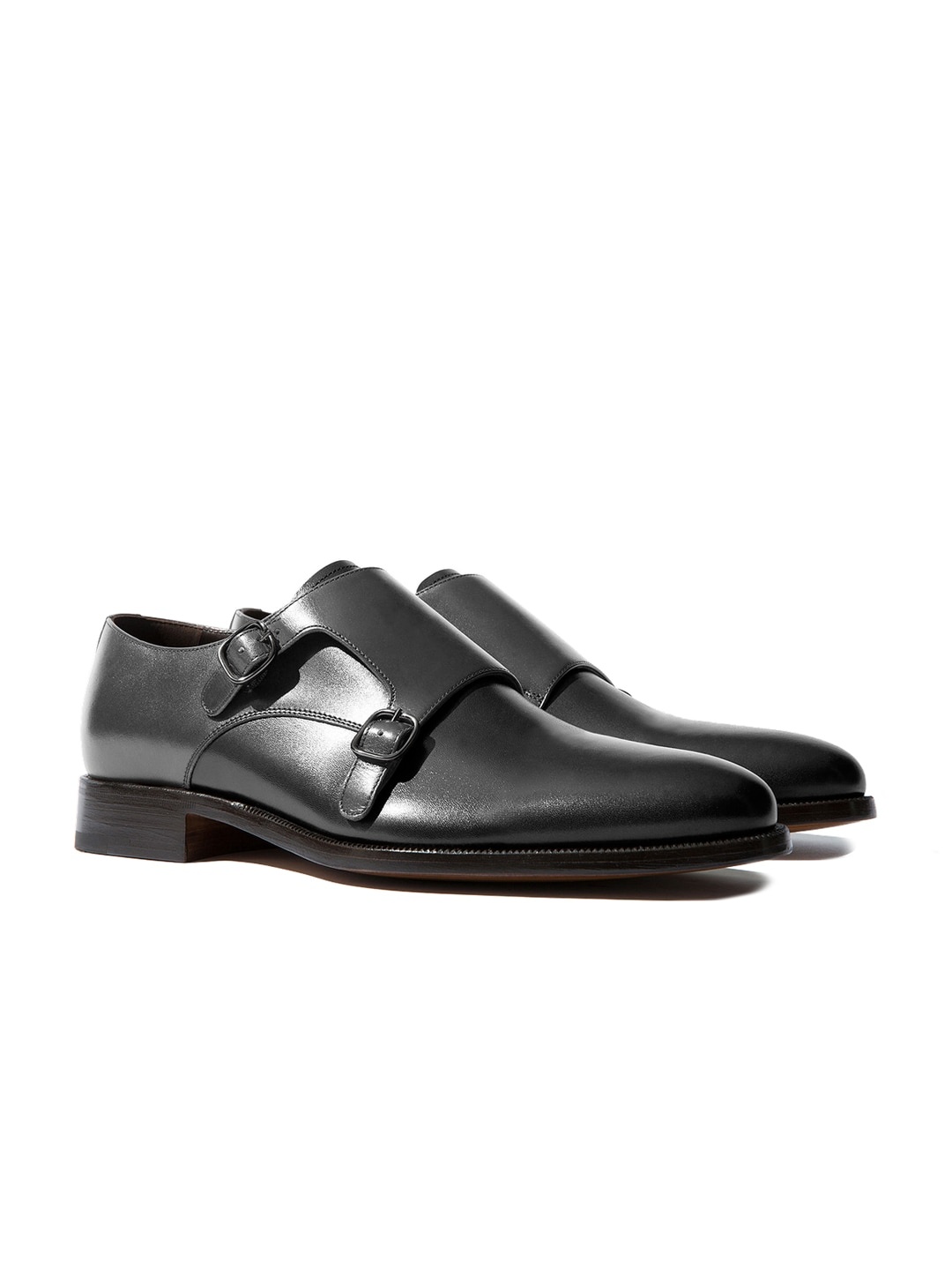 

Rapawalk Grey & Black Handcrafted Standard Width Leather Monks