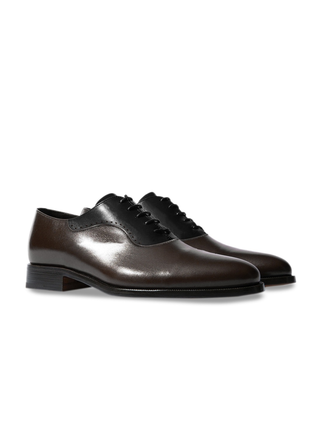 

Rapawalk Brown & Black Handcrafted Standard Width Leather Oxfords