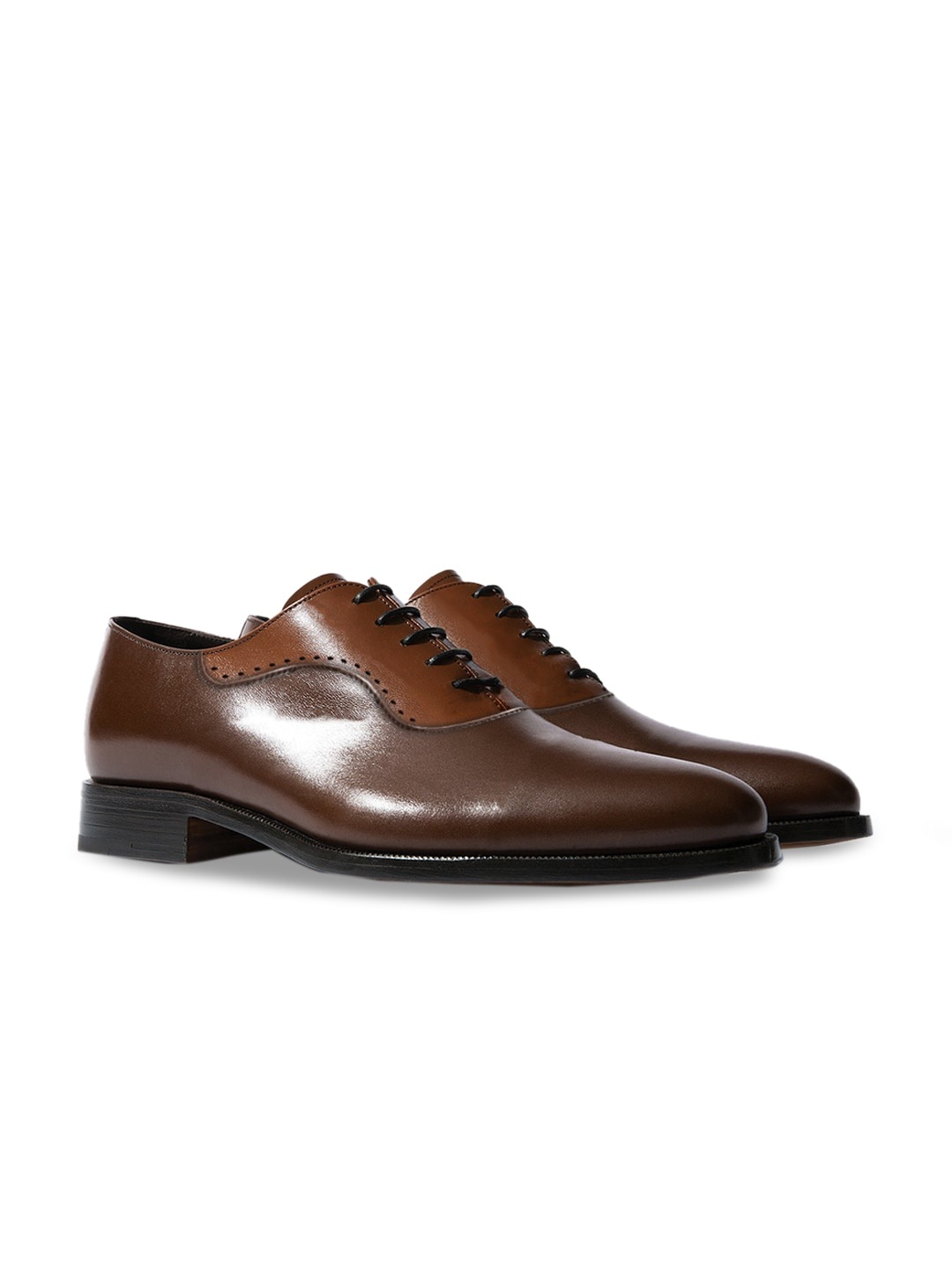 

RAPAWALK Coffee Brown & Tan Handcrafted Standard Width Leather Oxfords