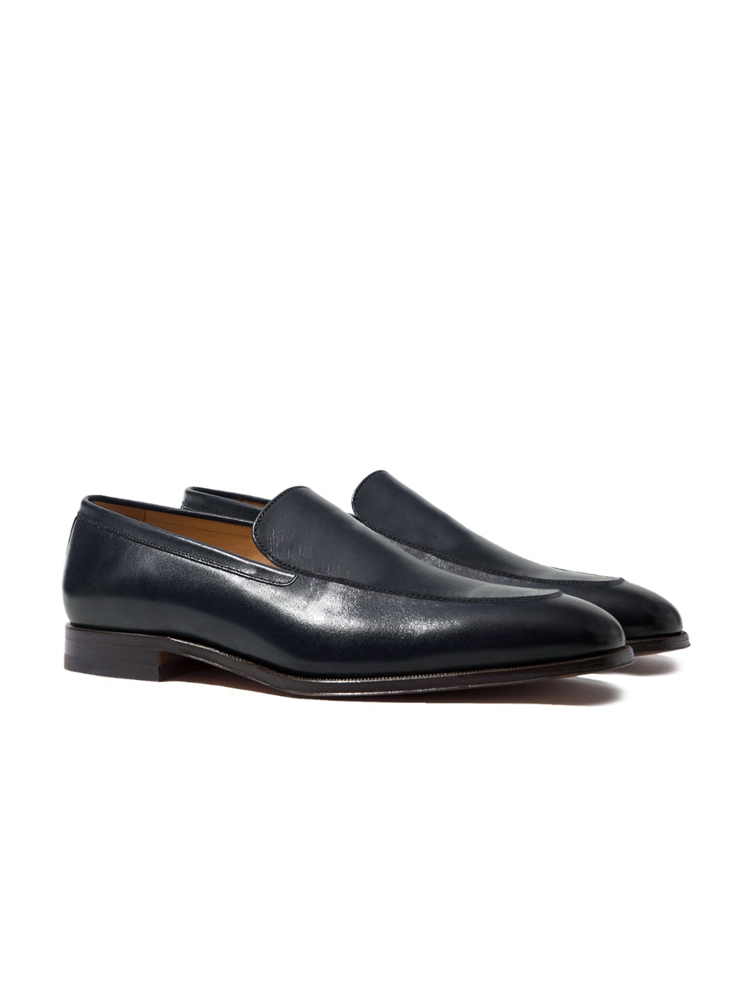 

Rapawalk Blue Handcrafted Standard Width Leather Slipons, Navy blue