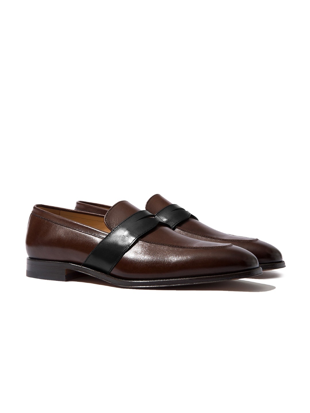 

Rapawalk Coffee Brown & Black Handcrafted Standard Width Leather Slipons