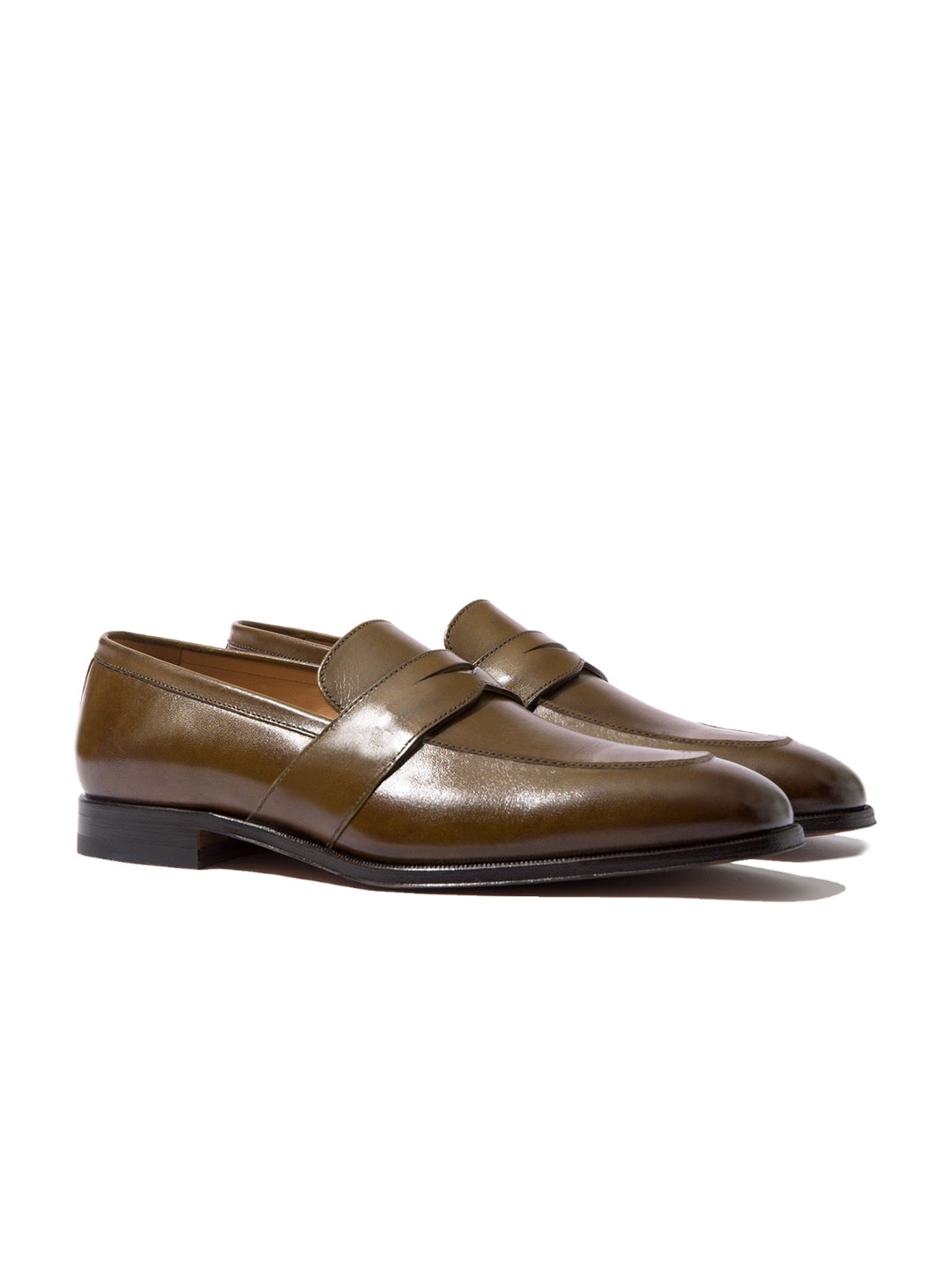 

Rapawalk Beige Handcrafted Standard Width Leather Slipons, Olive
