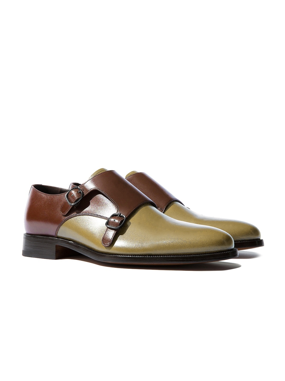 

Rapawalk Coffee Brown & Beige Handcrafted Standard Width Leather Monks