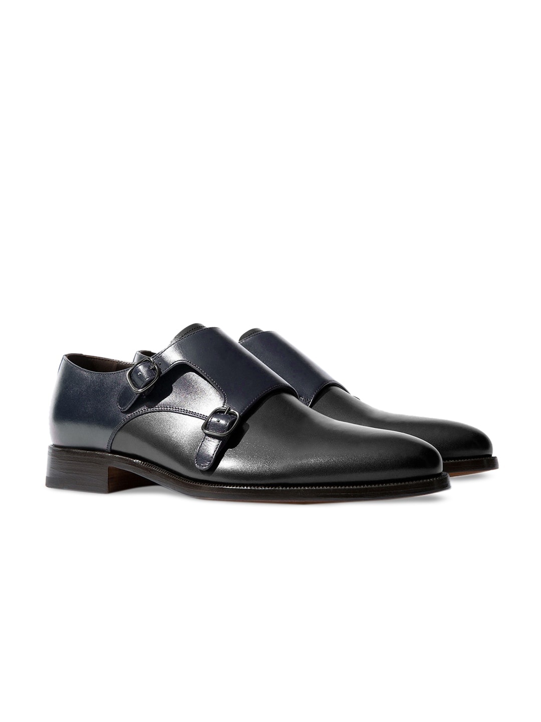 

Rapawalk Blue & Black Handcrafted Standard Width Leather Monks
