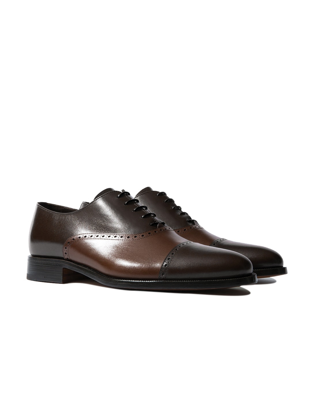 

Rapawalk Brown & Coffee Brown Handcrafted Standard Width Leather Oxfords
