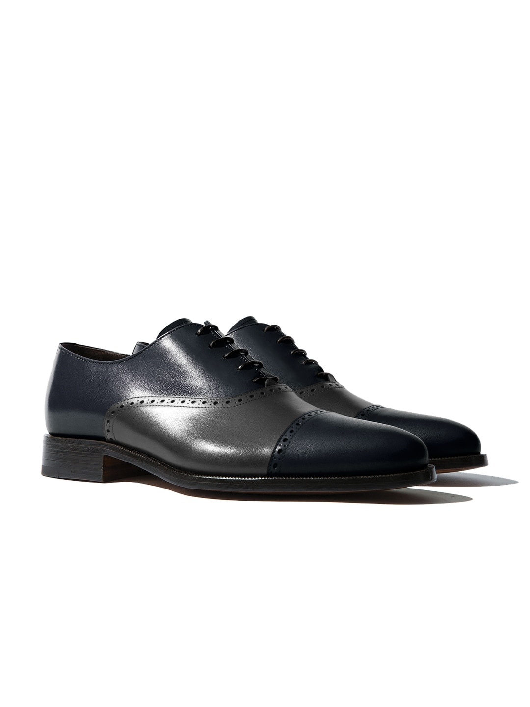 

Rapawalk Blue & Grey Handcrafted Standard Width Leather Oxfords