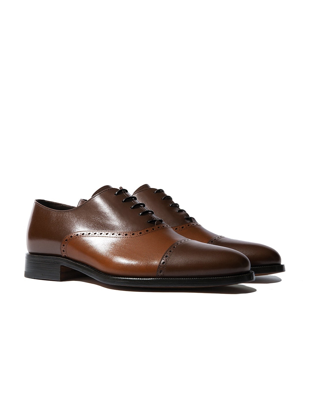 

Rapawalk Coffee Brown & Tan Handcrafted Standard Width Leather Oxfords